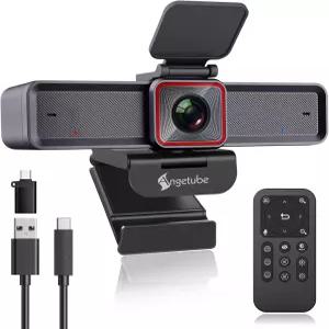 AI 추적 기능이 있는 Angetube 4K 웹캠 원격 제어 웹 카메라/10배 디지털 줌 1080P 60fps 웹캠(USB 3.0
