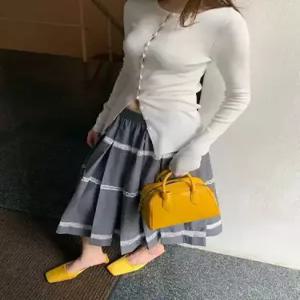 스커트 롱 여성 봄가을 레이스 데일룩 쉬폰 플리츠 DAOL1
