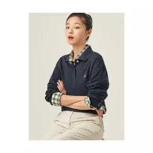 빈폴 레이디스 BEANPOLE LADIES 면 혼방 긴소매 폴로 티셔츠 네이비 BF5841C01R 941389