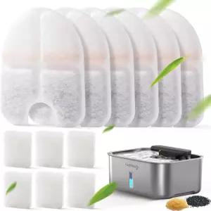 필니디 6팩 반려견 분수 필터 및 펌프 스펀지 교체 3.5Gal/13L 정수기용 반려동물 FN-W13