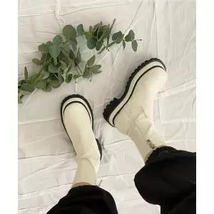 [더블디] RJ-am1905 여성 통굽 미들 워커 지퍼 가죽 부츠 (11231862A)
