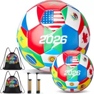 월드 플래그 축구공 컨트리 트레이닝 볼 2026 국제 멀티 디자인 펌프 바늘 및 보관 가방 포함 팀 연습 클럽
