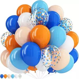 강아지 생일 테마 파티 장식 헬륨 라텍스 풍선 60PCS 12INCH 오렌지 화이트 네이비 다크 라이트 블루