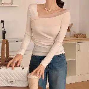 여자 하객룩 언발 오프숄더 레이어드 노방 블라우스_5