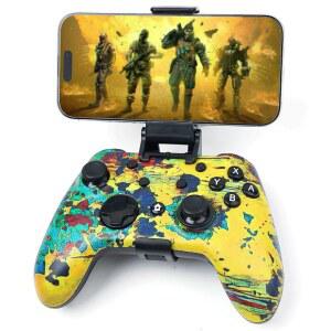 스위치 /PC / Android용 Wzui ov RGB 무선 게임 컨트롤러 - 블루투스 및 USB-C 유선, 휴대폰 마운트, USB C to A 어댑터, 태블릿, TV 박스 Tesla 호환