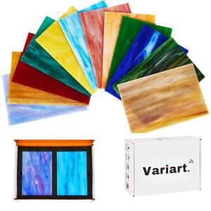 VARART 12매 스테인드글라스 팩 | 모자이크 및 DIY 공예를 위한 4x6인치 모듬 대성당 아트글라스