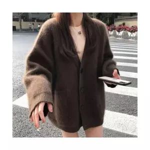 여성 트렌디 아이템 가디건 롱 라쿤 스웨터 봄가을 앤티크 하프 니트 카디건 상의 J30Z3 HT3
