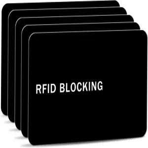 9to a 5팩 RFID 차단 카드 비접촉식 NFC 신용카드 ID 보호 안전 은행 여권 전체 지갑 가드 블랙