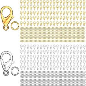 MKCYD 700Pcs 랍스터 집게 및 오픈 점프 링 세트 14K 금과 은 목걸이 보석 제작을 위한 앵무새 방아쇠 잠금