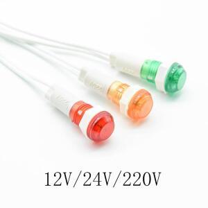 5pcs 신호 램프 패널 장착 네온 표시기 빨간색 녹색 노란색 조명 380V 220V 12V 24V DC XD 10mm 파일럿 안
