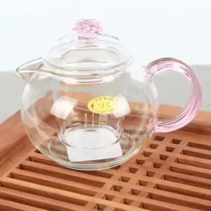 핑크장미 원형 유리 차주전자/티포트 400ml 유리다관