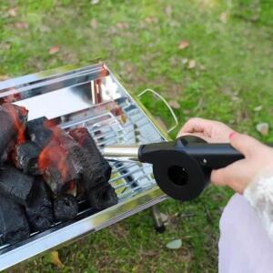 LMETJMA 수동 BBQ 팬 야외 바베큐용 송풍기 피크닉 그릴 불 벨로즈 도구 KC0266