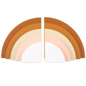 JarThenaAMCS 2Pcs 보호 우드 북엔드 아치 북 스탠드 미끄럼 방지 장식용 가정용 보육 사무실 도서관 도서 CD 용품