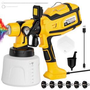 집 페인팅용 페인트 분무기, 1000W 강력한 벽 6개 울타리, 1400ml(47온스) 정원, 청소가 LED DIY, 및 용기, 가구, 황동 집, 조명, 모터가 장착된 간편합니다 노즐 구리