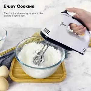 휴대용 전기 계란 비터 가정용 자동 믹서 흰자 및 크림 미니 7단 흰색 EU/US 플러그