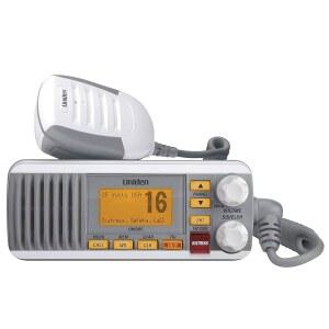 유니덴 UM385 25와트 고정 마운트 마린 비상/노아 기상 채널 DSC, 전 방수 채널, 스캔, 트리플 Vhf 경보, 워치, IPX4, 화이트 미국/국제/캐나다 해양 메모리 라디오,