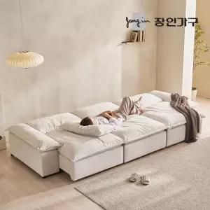 장인가구 하온 4인 전동 슬라이딩 리클라이너 슬라이드 모션 소파 베드