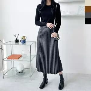 WL KYI SH8939 맥시 플리츠 주름 롱스커트