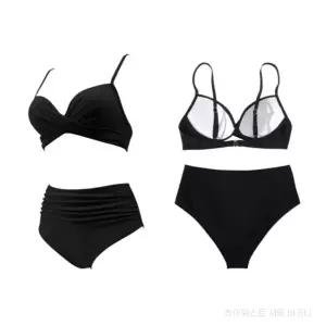 WL (별별창고)G 하이웨스트 비키니 셔링 휴양지 투피스