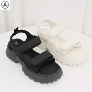 [애슬릿] 키높이 샌들 발편한 찍찍이 스트랩 굽높은 플랫폼 5cm