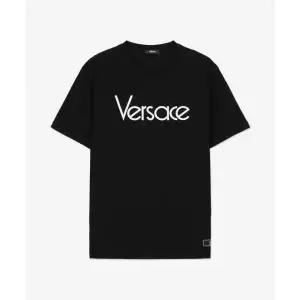 VERSACE 레터링 로고 반소매 티셔츠 - 블랙 / 10125451A090281B000