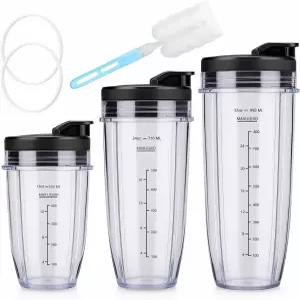 닌자 블렌더 컵 교체 부품 18 24 32온스 Sip Seal 뚜껑이 있는 Nutri Auto IQ 액세서리 BL450 SS101
