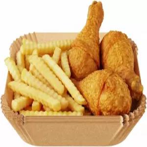 에어 프라이어 종이 라이너 100PCS 사각 양피지 일회용 8인치 논스틱 및 오일 방지 5-8QT 전자레인지