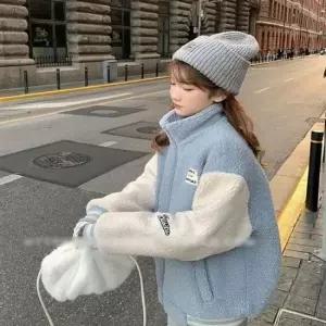 여자항공점퍼 여성 3컬러 배색 뽀글이점퍼 양털 후리스 집업점퍼