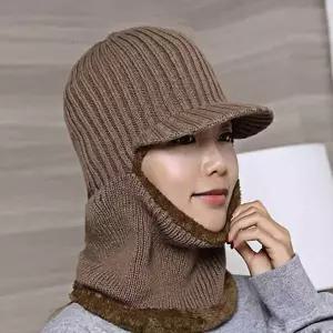 브라운 넥워머 털모자 여자털모자 방한넥워머