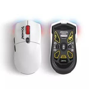 MONKA G995W 화이트 초경량 게이밍 마우스 논슬립 마우스패드 포함