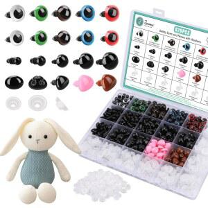 준록스 820pcs 아미구루미용 안전 눈 - 크로셰 동물용 프리미엄 눈과 코, 인형 장난감 세탁기 포함 다양한 크기의 눈, 곰 인형용