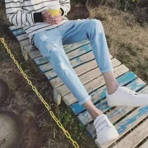 TBZ 교복몰 UP 데미지 팬츠 찢어진청바지 찢청 청바지