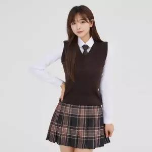 TBZ 교복몰 심플 모카 스커트 교복 치마 학생복 교복치마