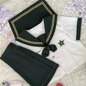 TBZ 옐로우 두줄라인 다크그린 마린 세라복 프레피룩 반팔