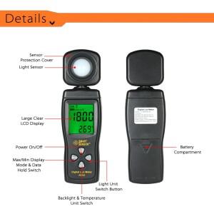 스마트 센서 미니 디지털 럭스 계량기 LCD 휴대용 조도계 0-200000