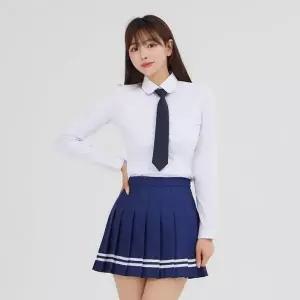 TBZ 교복몰 네이비 화이트 라인 치마 교복 스커트 치마
