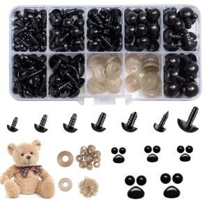 270PCS 안전 눈과 코, 검은 플라스틱 눈, 그리고 공예용 인형 제작용 세탁기가 달린 테디 베어