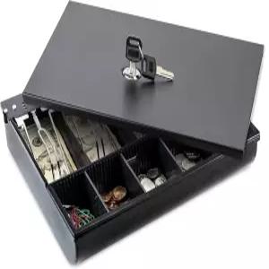 잠금 커버가 있는 볼코라 현금 서랍 트레이 - 뚜껑이 11.7 x 10.3 2.3 인치 금속 자물쇠 상자 볼로카라