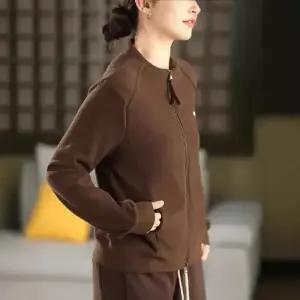 마요 니트 캐주얼 여성맨투맨티 양면 오리털 자수 후드 카디건 양두 집업 긴팔 UNO1