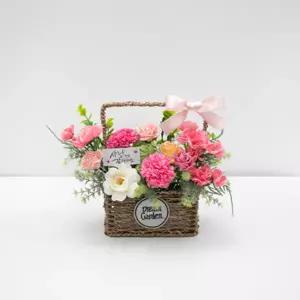 [텐바이텐]비누 카네이션 조화 바구니 진주 Aset 24cm 2컬러 꽃