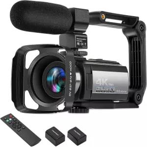 비디오 카메라 캠코더 4K60FPS 48MP Vlogging YouTube 3.0인치 터치스크린 16X 디지털 줌 WiFi IR 야간