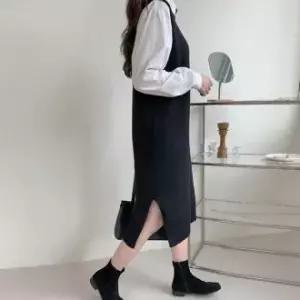 롱롱조끼 원피스여성 가을 겨울 따뜻한 고퀄리티 니트 베스트 차분한 컬러감 모던