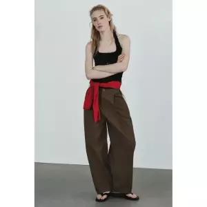 ZARA 플리츠 벌룬 팬츠 - 브라운 / 토프