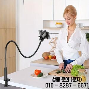 게으른 사람들을 위한 침대 옆 탁상용 휴대폰 클램프 브래킷 유연한 롱암 구즈넥 손잡이가 있는 오버헤드