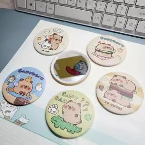 문구 미니 캐릭터 거울 원형 카피바라 휴대용 손거울