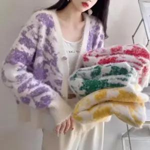 캐주얼가디건 여성 파스텔 은은컬러 캐주얼룩 러블리 큐빅 가디건