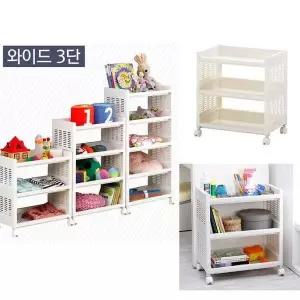 이동식 QLN290R4 트롤리 선반 와이드3단 화이트 다용도 수납장