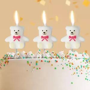 [RIZPICK]해피니스 하얀곰 생일초 3개입 케이크 캐릭터초 돌생