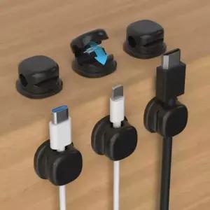 책상 케이블 정리 홀더 고정형 스프링 와이어 충전 라인 키퍼 모바일폰 접착식 아래 와인더 3pcs Bla