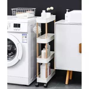 슬림 GDR992V2 4단 이동식 틈새선반(폭14cm) (우드봉)